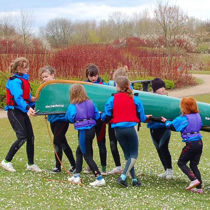 canoeing for young people at caldecotte xperience