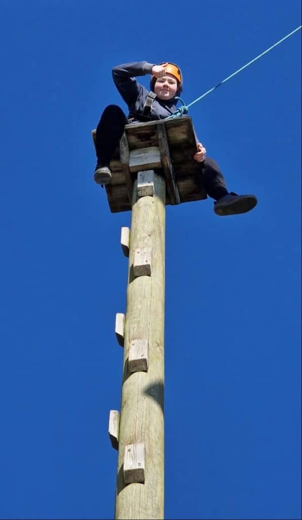 James student at Caldecotte climbing