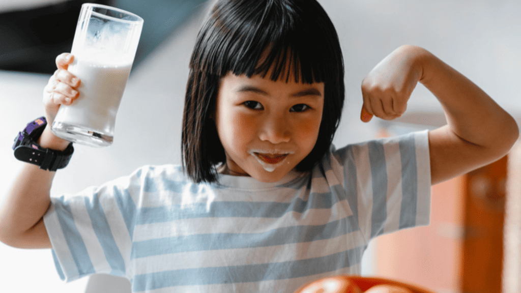 Healthy Eating Girl with Milk