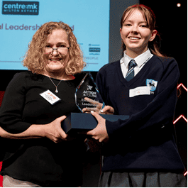 Action4Youth News - January 2024. Angelique Marina from Sir Thomas Fremantle school won an award for Exceptional Leadership on the day, presented by Kim Priest of c
centre:mk